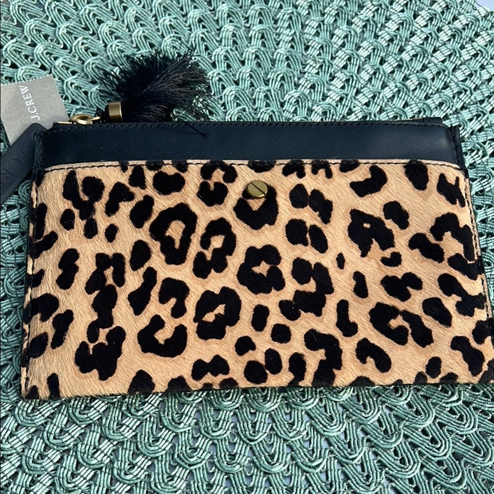 Leopard Print Clutch with Black Accents